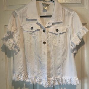 White Ruffled Short Sleeve Jacket